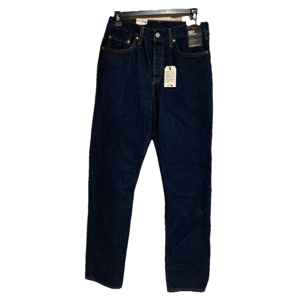 Men's Levi's 501 Original Fit Jeans Blue Dark Wash Size 27x32 NWT Measures 29x32